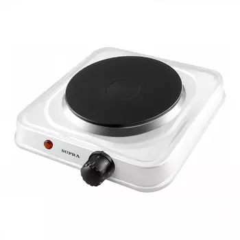 Плита электрическая Supra, HS-102, 1000 Вт, 1 конфорка, эмаль, механическая, переключатель поворотный, белая