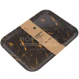 Поднос бамбук, 43х32х1.8 см, Черный мрамор, Y4-3197