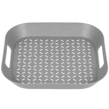 Поднос пластик, 34х34 см, серый, антискользящий, Y6-10708