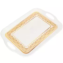 Поднос пластик, 41х29 см, Белый с золотой каймой, Y4-3286