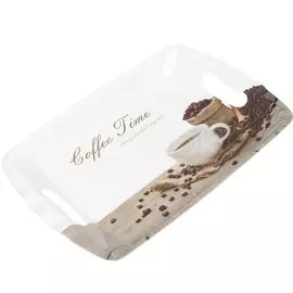 Поднос пластик, 46х30х4.5 см, прямоугольный, Время для кофе, Y4-3304