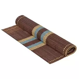 Салфетка сервировочная бамбук, 45х30 см, прямоугольная, коричневая, Плетенка Полосы, Y4-4373