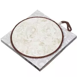 Подставка под горячее, керамика, круглая, 16 см, Бежевый мрамор, 322537