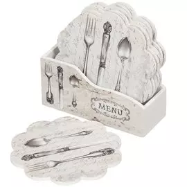 Подставка под горячее, дерево, 6 шт, 10х10 см, Столовые приборы, Y4-3066