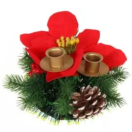 Подсвечник декоративный 2 свечи, 15 см, красный, SYWA-0321139