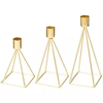 Подсвечник декоративный металл, 3 свечи, 8х8х13/16.5/20 см, Bronco, 120-203