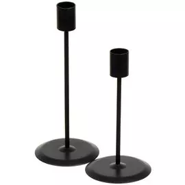 Подсвечник декоративный сталь, 1 свеча, 8.7х22, 8.7х17 см, черный, на высокой ножке, 2 шт, AI-0807013