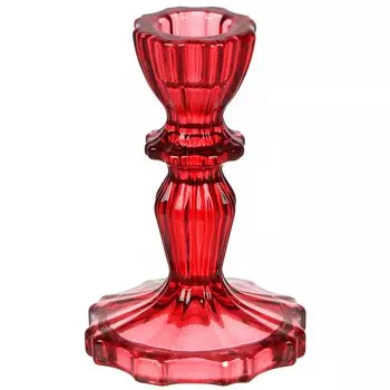 Подсвечник стекло, 1 свеча, 15.7 см, красный, Calipso, Праздник, SLB04