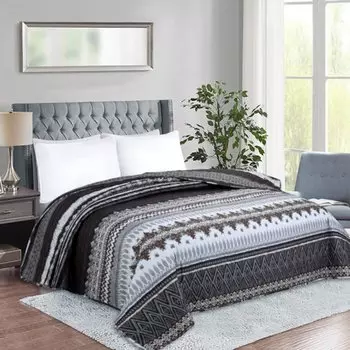 Покрывало 2-спальное, 180х200 см, 100% полиэстер, стеганое, Silvano, Мадонна, шоколадное, AI-2203003