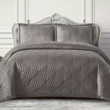 Покрывало евро, 240х260 см, 100% полиэстер, Silvano, Sophie, серое