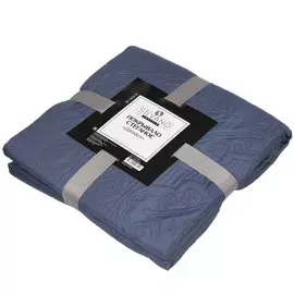 Покрывало евростандарт, 200х220 см, 100% полиэстер, стеганое, Silvano, Ультрасоник Дамаск, серо-синее