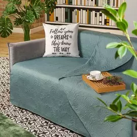 Покрывало евростандарт, 200х220 см, полиэстер, стеганое, Silvano, Ультрасоник Монстера, зеленое, AI-0404003