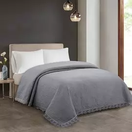 Покрывало евростандарт, 240х220 см, 100% полиэстер, стеганое, Silvano, Ультрасоник Вивьен, светло-серое, AI-0404016