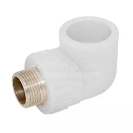 Уголок комбинированный полипропилен, d32х3/4", наружная резьба, белый, РосТурПласт