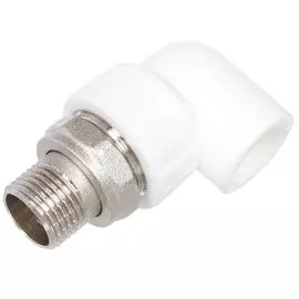 Уголок разъемный полипропилен, d25х1/2", наружная резьба, для радиатора, белый, Valfex