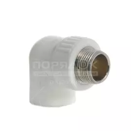 Уголок комбинированный полипропилен, d32х1/2", наружная резьба, белый, Valfex