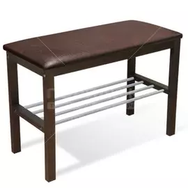 Полка для обуви 2 яруса Sheffilton Альберо венге/коричневая SHT-B2 Б-31 с сиденьем, 67х31х49 см