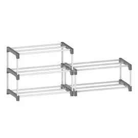 Полка для обуви, пластик, 3 секции, 119х31х48.5 см, серый/темно-серая, Sheffilton, SHT-SR6-P/SR3-P, ПЛТ-180