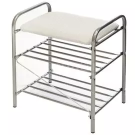 Полка для обуви, металл, 3 секции, 44х33х50 см, с сиденьем, серая, Nika, Б1/С