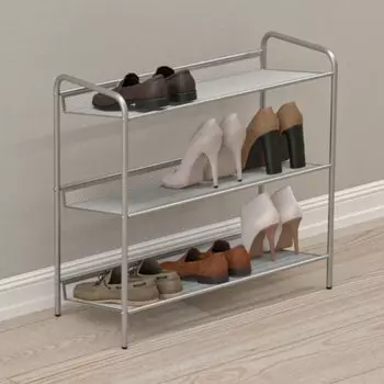 Полка для обуви металл, пластик, 3 секции, 64.5х27х60 см, графит, ЗМИ, Женева 23, ПДО Ж23 Гр