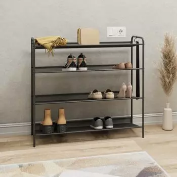 Полка для обуви металл, пластик, 4 секции, 87х26х79.5 см, графит, ЗМИ, Женева 34, ПДОЖ34 ГР