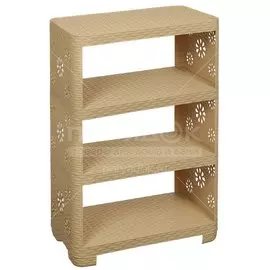 Полка для обуви, пластик, 4 секции, 52х30х82.5 см, бежевая, Альтернатива, Плетенка №2, М2553