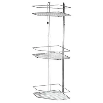 Полка для ванной металл, настенная, 3 яруса, угловая, 27.5х20х62.5 см, хром, Delphinium, AE-672, 101035