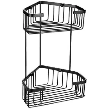 Полка нержавеющая сталь, настенная, 2 яруса, 23.5х22х34.7 см, угловая, Frap, F351-16