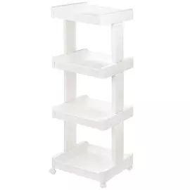 Полка универсальная, пластик, 4 секции, 39х35х108 см, на колесах, белая, SPE34381-1