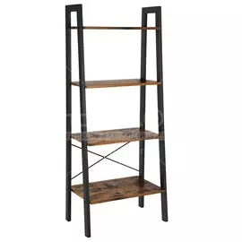 Полка-стеллаж универсальный, ДСП+сталь, 4 секции, 56х34х137.5 см, коричневый, черный, Лофт, LLS44XV2