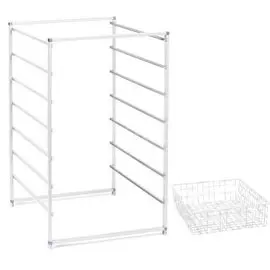 Полка универсальная, сталь, 7 секций, 43.5х56.5х75 см, с сетчатыми корзинами, Larvij, 07WH N