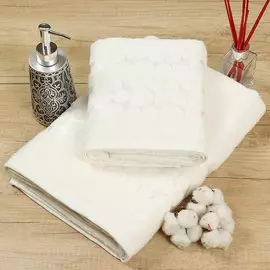 Полотенце банное 50х90 см, 100% хлопок, 420 г/м2, жаккард, Мыльные пузыри, Silvano, белое, Турция, D53-3