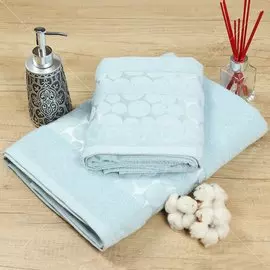 Полотенце банное 50х90 см, 100% хлопок, 420 г/м2, жаккард, Мыльные пузыри, Silvano, небесно-голубое, Турция, D53-7