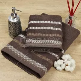 Полотенце банное 50х90 см, 100% хлопок, 420 г/м2, жаккард, Зиг-заг, Silvano, темно-бежевое, Турция, D50-7