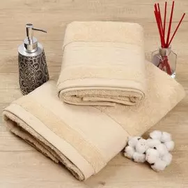 Полотенце банное 50х90 см, 100% хлопок, 480 г/м2, Кристиан, Barkas, песочное, Узбекистан, 501505