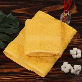 Полотенце банное 50х90 см, 375 г/м2, жаккардовый бордюр, Вышневолоцкий текстиль, янтарное, 403, Россия, К1-5090.120.375