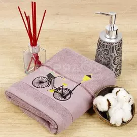 Полотенце банное, 50х90 см, 420 г/кв.м, Велосипед коричневый DH-4