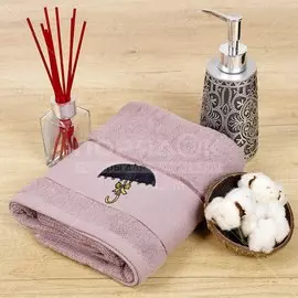 Полотенце банное 50х90 см, 100% хлопок, 420 г/м2, Зонт, коричневое, Китай, DH-3