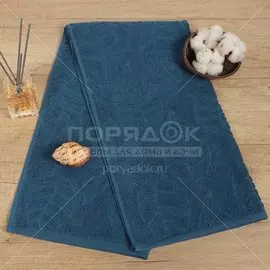 Полотенце банное 50х90 см, 100% хлопок, 450 г/м2, жаккард, Листопад-2 5562, Авангард, ночная синь, 231, Россия, С106-ЮА