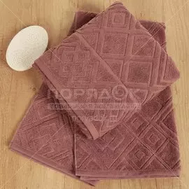Полотенце банное 50х90 см, 100% хлопок, 450 г/м2, Ромбы 4444, Авангард, какао, Россия, С106-ЮА