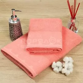 Полотенце банное 50х90 см, 100% хлопок, 420 г/м2, жаккард, Кружево, Silvano, темно-лососевое, Турция, D51-7