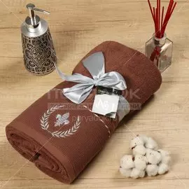 Полотенце банное 70х140 см, 100% хлопок, 420 г/м2, Подарок для него, Barkas, коричневое, Узбекистан