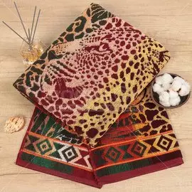 Полотенце банное 70х140 см, 100% хлопок, 420 г/м2, жаккард, Леопард в джунглях 4468, Авангард, пестротканое, Россия, С81-ЮА