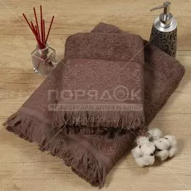 Полотенце банное, 70х140 см, Silvano, 500 г/кв.м, Бахрома серо-бежевое DU-14-70-0727 Турция