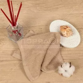 Полотенце кухонное махровое, 30х30 см, 380 г/м2, 100% хлопок, Barkas, Классика, бежевое, Узбекистан, 335864