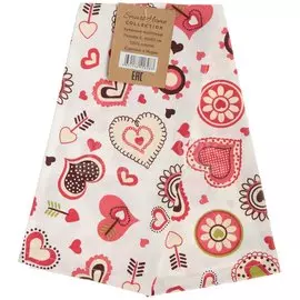 Полотенце кухонное, 40х60 см, Сердечки рогожка Индия