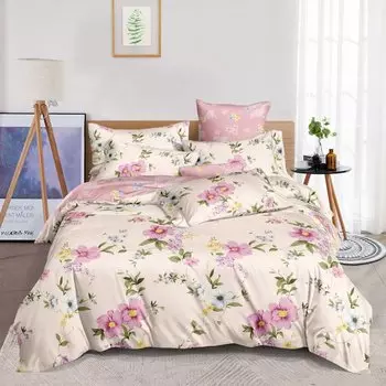 Постельное белье 1.5-спальное, простыня 150х220 см, 2 наволочки 50х70 см, пододеяльник 145х215 см, Cleo, поплин, коллекция Pure Cotton, 16/201-PC