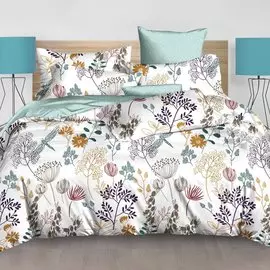 Постельное белье 1.5-спальное, простыня 150х220 см, 2 наволочки 70х70 см, пододеяльник 145х215 см, Cleo, поплин, коллекция Pure Cotton, 15/217-PC