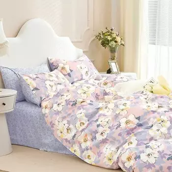 Постельное белье 1.5-спальное, простыня 160х215 см, 2 наволочки 50х70 см, пододеяльник 145х215 см, Butterfly, сатин, 7164