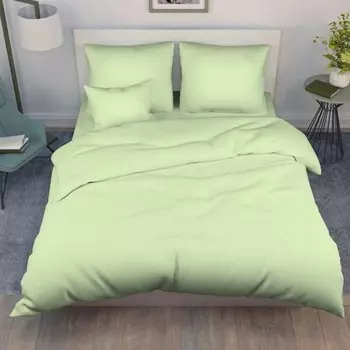 Постельное белье 2-спальное, с европростыней, простыня 215х240 см, 2 наволочки 50х70 см, пододеяльник 175х215 см, Butterfly, поплин, Ментол